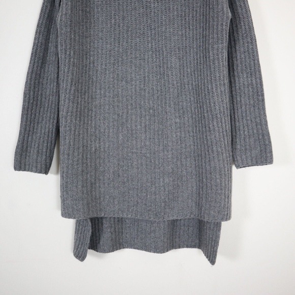 Christian Dior US 4 Cashmere Rib Knit Cowl High Low Tunic Sweater Gray - Picture 6 of 12